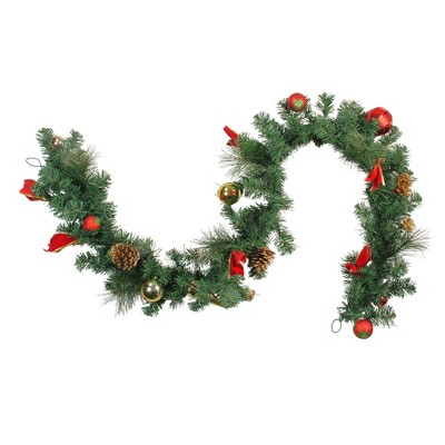 Northlight 6' x 10" Unlit Red/Gold Ball Ornaments and Bows Artificial Christmas Garland