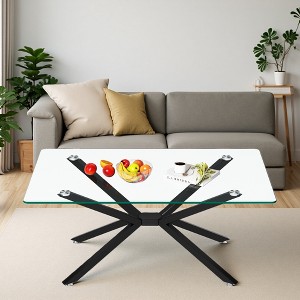 39.37" Glass Coffee Table with Gold Metal Legs - 1 of 4