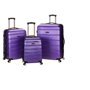 Rockland Melbourne 3pc Expandable ABS Spinner Luggage Set - Purple