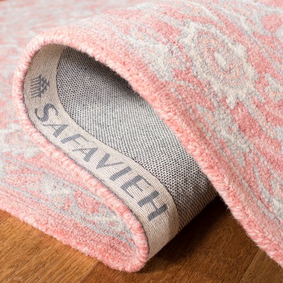Hand-Tufted Medallion Pink/Ivory Wool 3' Square Rug