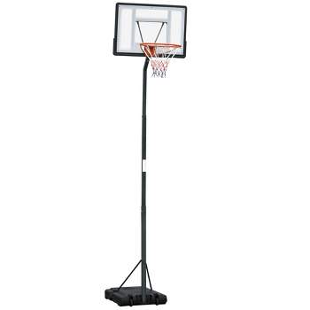 Soozier Portable Basketball Hoop System Stand with 34in Backboard, Wheels, Height Adjustable 8FT-10FT for Indoor Outdoor Use