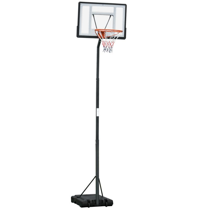 Soozier Portable Basketball Hoop System Stand with 34in Backboard, Wheels, Height Adjustable 8FT-10FT for Indoor Outdoor Use, 1 of 10