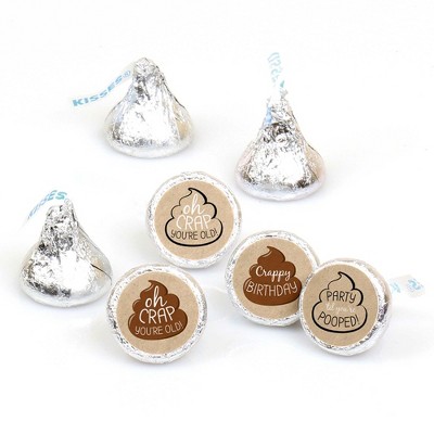 Big Dot of Happiness Oh Crap, You're Old - Round Candy Labels Poop Birthday Party Favors - Fits Hershey's Kisses (1 Sheet of 108)