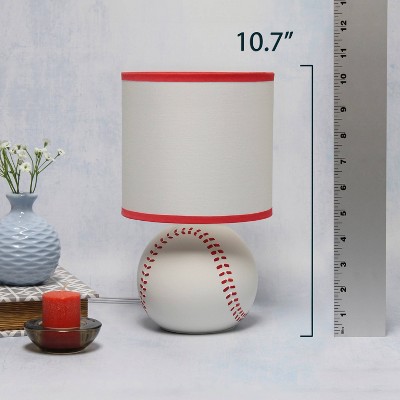 White and Red Mini Baseball Table Lamp for Kids Room