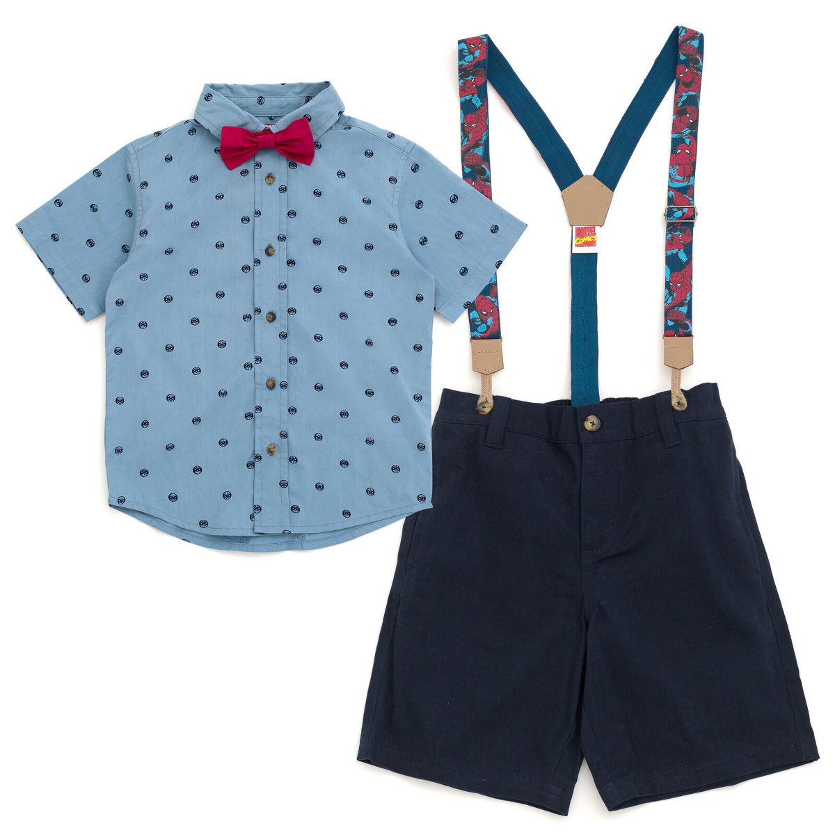 Marvel Button Down Shirt, Twill Pants, Suspenders and and Bow-Tie 4 Piece Outfit Set - thumbnail 7