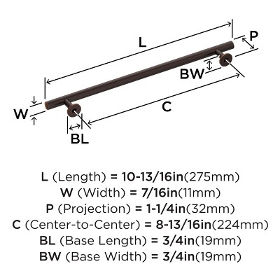 Amerock Radius 8-13/16 inch Oil-Rubbed Bronze Modern Bar Pull