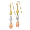 Black Bow Jewelry Diamond Cut Triple Teardrop Dangle Earrings in 14k Tri Color Gold - 2 of 4