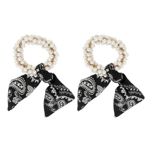 Unique Bargains Grace Flower Pearl Ribbon Bow Hair Elastic Band 2 Pcs - 1 of 4