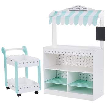 Teamson Kids My Dream Bakery Shop and Pastry Cart Wooden Play Set, White/Mint