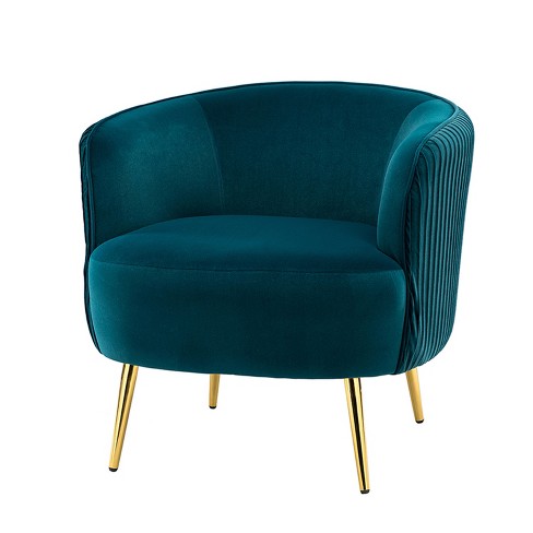 Harmonia Contemporary Classic Velvet Barrel Chair With Metal Legs ...