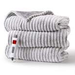 Trinity Heated Throw Blanket Electric - Soft Ribbed Flannel Heated Blanket with 6 Heating Levels