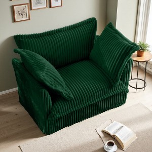 Corduroy Slipcovered Armchair with Oversized Pillows - 1 of 4
