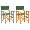 vidaXL Solid Acacia Wood Director's Chairs in Green - Set of 2 - Foldable and Portable - High Seating Comfort - for Campsite, Beach, Sports Pitch - 2 of 4