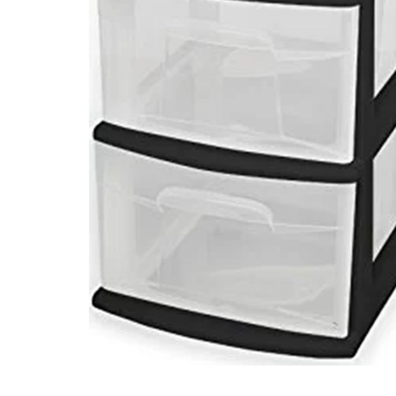 Homz Plastic 5 Clear Drawer Medium Home Organization Storage Container Tower with 3 Large Drawers and 2 Small Drawers, Black Frame, 5 of 9