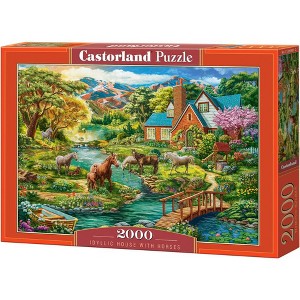 2000 Piece Jigsaw Puzzle, Idyllic House with Horses, Landscape, Rural view, Adult Puzzle, Castorland C-200931-2 - 1 of 4