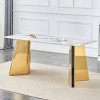 GlasFlength Coffee Tables Modern Luxurious Tempered Glass Desktop Table with Decorative Columns For Living Room, White, 63"*31.5"*30" - 2 of 4