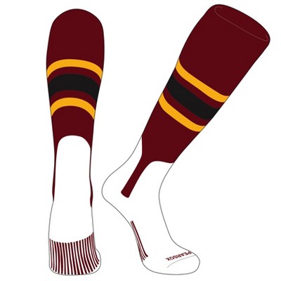PEAR SOX OTC Baseball Softball Stirrup Socks (B, 7in) Cardinal, Gold, Black (L)