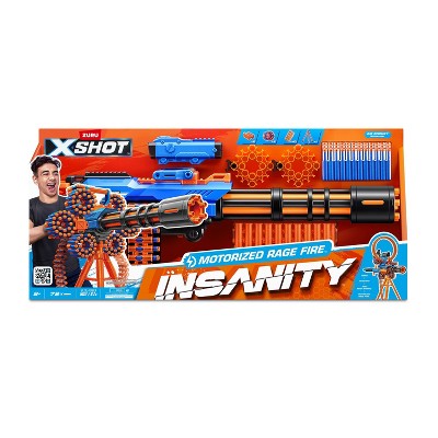  X-Shot Insanity Motorized Rage Fire by ZURU 72 Darts, Air  Pocket Technology Darts, Dart Storage, Blasting Power, Auto Feeding Belt,  Tripod & Scope, Outdoor Toy for Boys, Girls, Teens, Adults 