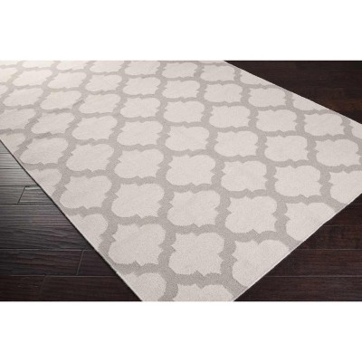 Handmade Ivory Wool Oval Trellis Area Rug 8' x 11'