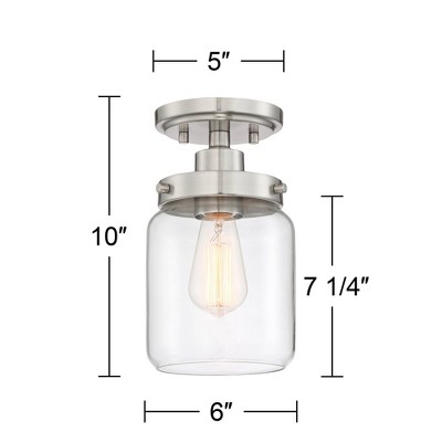 Brushed Nickel and Clear Glass Semi Flush Mount Ceiling Light