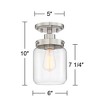 360 Lighting Devonshire Modern Farmhouse Ceiling Light Semi Flush Mount Fixture 6" Wide Brushed Nickel Clear Glass Open Bottom Shade for Bedroom House - 4 of 4