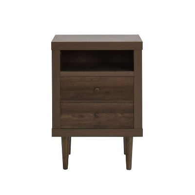 NicBex Modern Wooden Nightstand Bedside Table with 2 Drawers and Open Shelf for Bedroom and Living Room