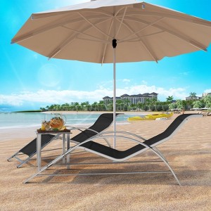 Outdoor Chaise Lounge Chairs Set of 3,Aluminum Patio Chaise Lounge 2 Chair Set with Table, for Poolside, Garden, and Beach - Recliners - 1 of 4