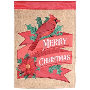 Dicksons Magnolia Garden Outdoor Flag Decoration For Garden, Yard, Or Walkway Standard 13 x 18, Weather Resistant Polyester, Cardinal Merry Christmas - 1 of 2