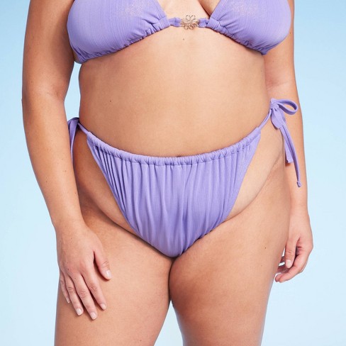 Women's Plisse Textured High Leg Cheeky Bikini Bottom - Wild Fable™ Purple  Xxs : Target