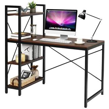Costway 47.5'' Computer Desk Writing Desk Study Table Workstation w/ 4-Tier Shelves