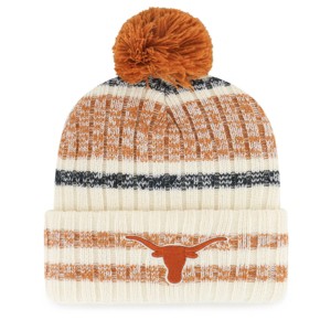 NCAA Texas Longhorns Cream Knit Pom Beanie: Sports Team Logo, Adult Sizing - 1 of 2
