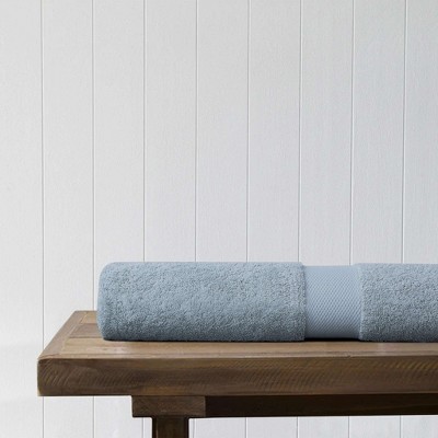 Delara Organic Cotton Luxuriously Plush Bath Sheet, GOTS & Oeko-TEX Certified, Soft, Quick Dry & Ultra-Absorbent 36"x70", Light Blue