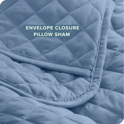 Coronet Blue Twin Microfiber Diamond Stitched Coverlet Set