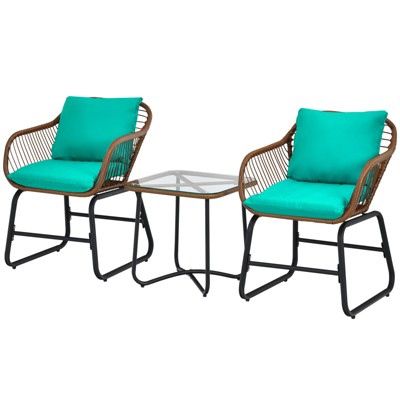 Tangkula 3 Pieces Outdoor Furniture Set Patio Bistro Set W/2 Armchairs ...