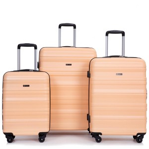 NAYSAYE Luggage Sets 3Piece Set Expandable Lightweight Durable Suitcase with Spinner Wheels TSA Lock for Travel, Peach, 20.28"*11.61"*29.72" - 1 of 4