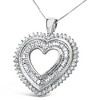 Haus of Brilliance Silver 1.0 Cttw Baguette and Round Diamond Heart Pendant Necklace - 2 of 4