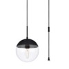 Elegant Lighting Eclipse 1 Light Black plug in pendant With Clear Glass - 3 of 4