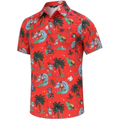 Men's Christmas Hawaiian Shirts Button Down Ugly X-Mas Christmas Vacation Long Sleeve Shirts