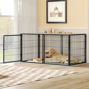 Indoor Large Dog Crate with Top Cover and Flexible Door Placement, Heavy Duty Pet Kennel for Living Room -3irtyhousy - 1 of 4