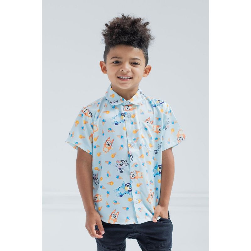 Bluey Hawaiian Button Down Dress Shirt Toddler to Big Kid, 2 of 8
