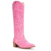 Cowboy Boots For Women Knee High Western Cowgirl Boots Snip Toe Side Zipper Chunky Heel Pink - 2 of 4