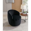 TiramisuBest Teddy Fabric Swivel Accent Armchair Barrel Chair Black Metal Ring Base Ergonomic Upholstered - 3 of 4