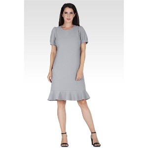 knee length dresses for ladies Miss Circle Melody Gray Stripe Halter Drop Waist Mini Dress L
