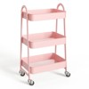 MAYEERTY 3 Tier Small Rolling Cart, Metal Utility Storage Organizer Kitchen Trolley Bathroom Laundry Room Bar Office Shelves - 4 of 4