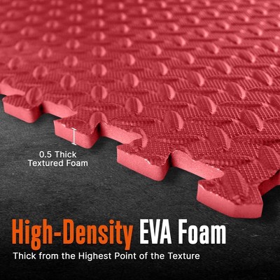 Red EVA Foam Interlocking Exercise Mat Set, 24x24 Inches, 25 Pieces