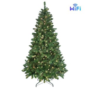 Artificial 6ft Green RGB-lit Christmas Tree with 751PVC Mixed Branch Tips,Hinged Premium & Foldable Base - 1 of 4