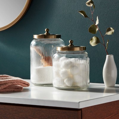 Medium Glass Bath Canister Brass - Threshold&#8482;