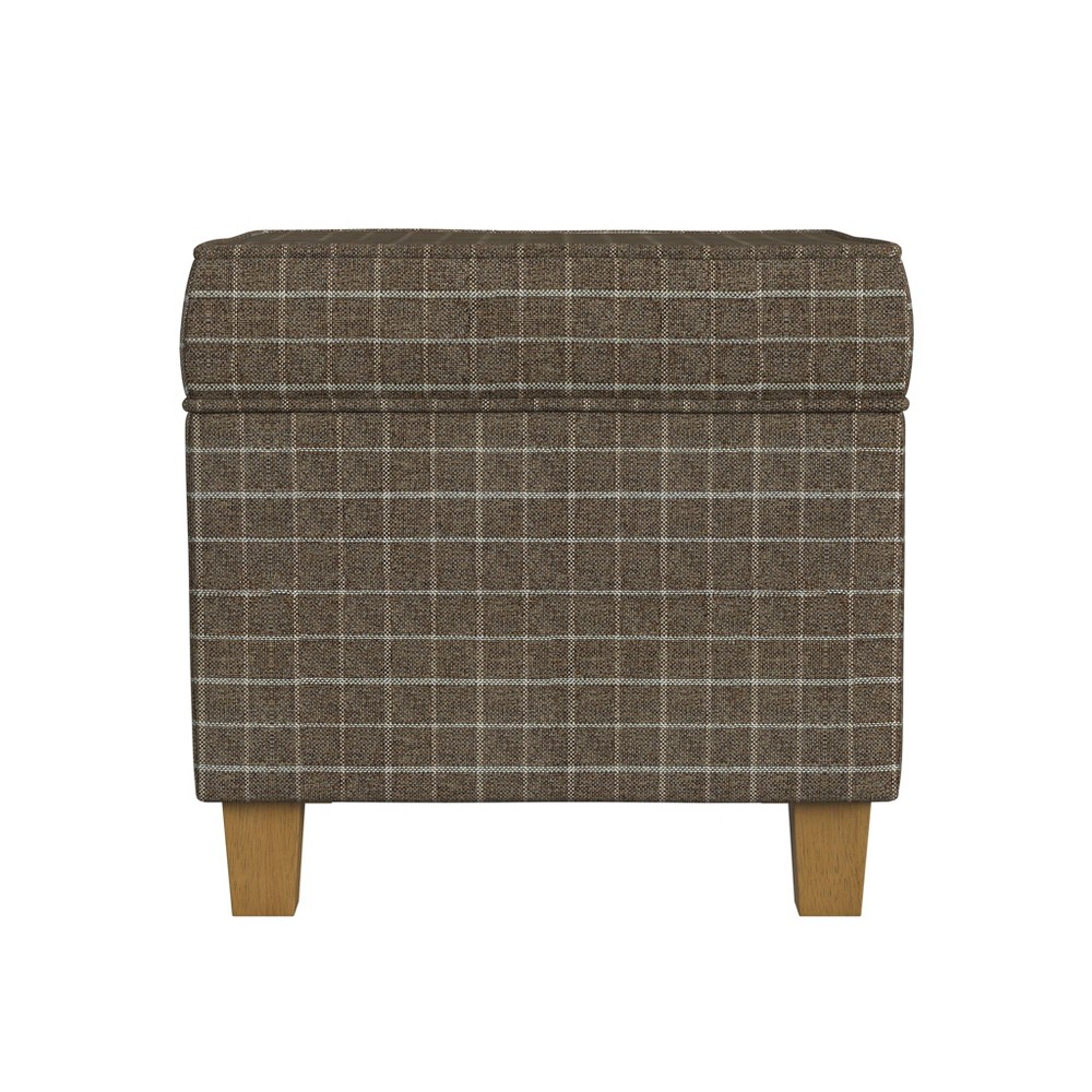 Cole Classics Square Storage Ottoman with Lift Off Top Light Brown Window Pane - HomePop