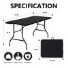 SUGIFT 6 ft Rectangular Black Plastic Folding Table - 3 of 4