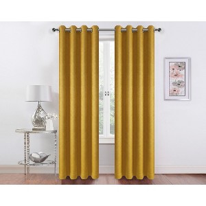 Kate Aurora 2 Pack Hotel Embossed Textured Light Filtering Grommet Top Window Curtain Panels - 1 of 3
